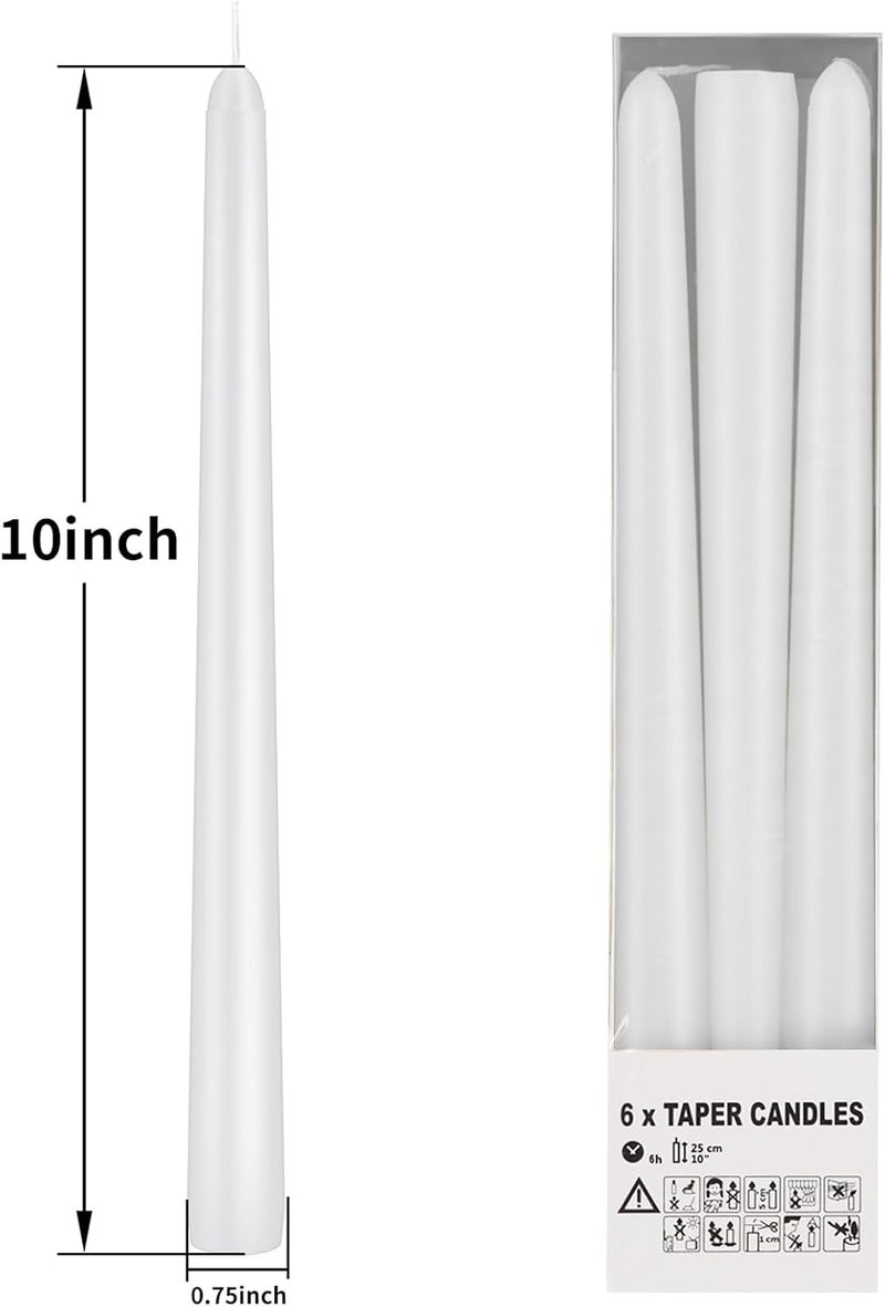 KORCCI Taper Candles 10 Inch - Long Candles, 8 Hours Long Burning, Smokeless & Unscented & Dripless, for Weddings, Birthdays, Dinner Parties, Rituals, Prayer, Birthdays, Meditation (White) - Image 3